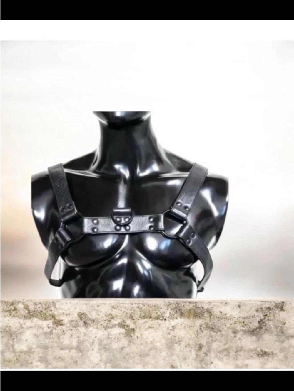 Black Leather Chest Harness Strap for Men